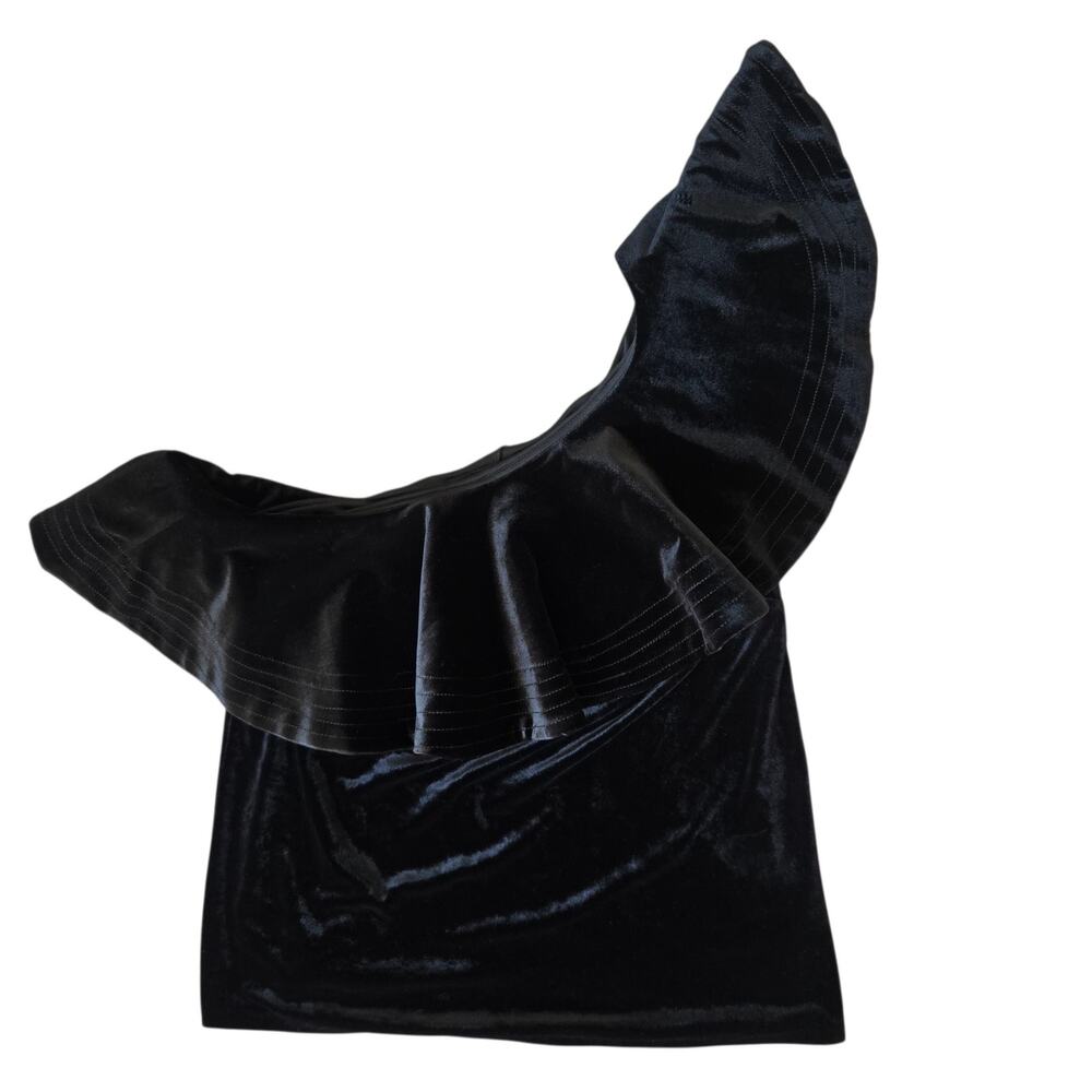 NWT Eloquii Velvet Evening Top One Shoulder Ruffle Size 14 Elegant Winter Party